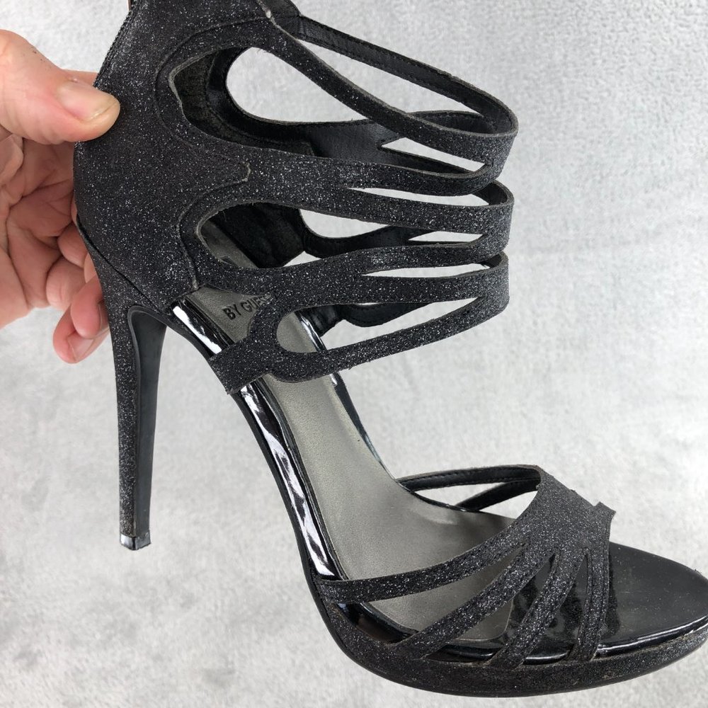Guess Strappy Heel Sandals Black/Glitter Women's Size 7, M